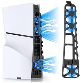 Resim Tp5-3538 Ps5 Slim İçin Led Işıklı Kademeli Güçlü Soğutma Fanı Siyah 