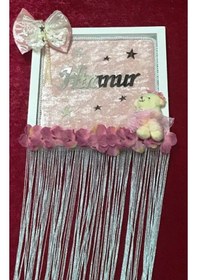 Resim Ahşap Kadife Kaplı Bebek Odası Kapı Süsü Çok Renkli 