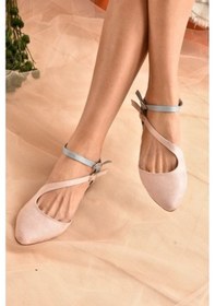 Resim Fox Shoes Pudra/Mavi Süet Kadın Babet D726016902 Mavi 
