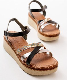 Resim 730-015 Siyah Multi Ortopedik Hakiki Deri Dolgu Kadın Sandalet Siyah 