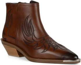 Resim Kahverengi Fermuarlı Nakışlı Kadın Kovboy Bot Biasca 