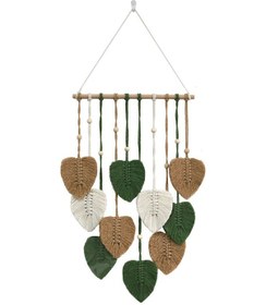 Resim Hangfox El Dokuma Pamuk Ipli Yaprak Desenli Duvar Dekoru - Bohem Moda Ev Dekorasyonu Odalar İçin Hafif Duvar Örtüsü E Modeli Kahverengi 