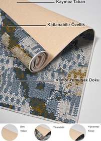 Resim Kaymaz Taban Djt Banyo Halı Yıldız Deri Modern M5015 M5015D2-9, Mavi, 100 x 150 