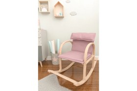 Resim Mobil Deco Şirin Ahşap Sallanan Sandalye Dinlenme Koltuğu Pembe (Doğal) 