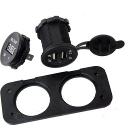 Resim Platoon PLH-057 Araç Ve Tekneler İçin Voltmetre Ve USB Çoklayıcı Soket 