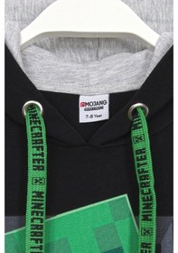 Resim Minecraft Creeper Desenli Kapüşonlu Erkek Çocuk Hoodie 5 - 13 Yaş Siyah 