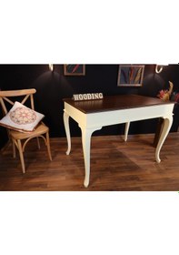Resim Wooding-Mobilya Wooding 120 Cm Masif Krem Ceviz Yemek Masası 