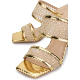 Resim Tamer Tanca Kadın Deri/tekstil Gold Topuklu Terlik 654 366 Bn Trlk Y25 Gold 