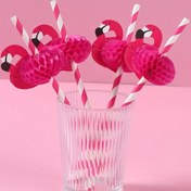 Resim 12 adet, Pembe Flamingo Kağıt Pipetler, Yaz Hawaii Aloha Parti Malzemeleri Sofra Takımı, Hawaii Parti Süslemeleri Doğum Günü Düğün Kağıt Pipetler 