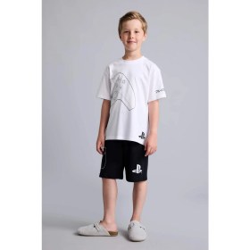 Resim DeFacto %100 Pamuk PlayStation Lisanslı Regular Fit 2'li Beyaz Pijama Takımı Erkek Çocuk H8202A826HS 