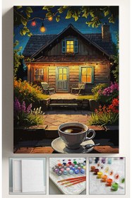 Resim Su'lepas Sayılarla Boyama Seti Numaralı Tuval Fırça Boya 40x50 Cm - KAHVE VE EV 
