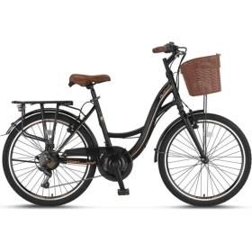 Resim Ümit 2610 Alanya Sepetli Kadın Şehir Bisikleti V 26 Jant 21 Vites Siyah Kahverengi 