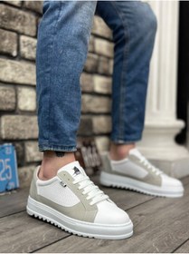 Resim pabucmarketi Bağcıklı Erkek Spor Ayakkabı BEYAZ GRİ (BEYAZ TABAN) 