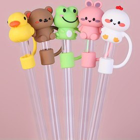 Resim Silikon Pipet Kapağı, Hayvan Deseni, Toz Geçirmez ve Tekrar Kullanılabilir Pipet Kapağı, 30 ve 40 Oz Tutacaklı Bardaklarla Uyumlu, 10mm/0.4 İnç Çapında Pipetlerle Uyumlu - İçecekler İçin Sevimli Aksesuar 