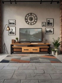 Resim Raweyn Iron Doğal Ahşap Tv Ünitesi - 200cm Açık Ceviz 