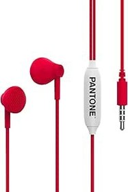 Resim Pantone Celly, kulaklık, damlama kapsüllü kulak içi kulaklık, uzaktan kumanda ve entegre mikrofon, kablo uzunluğu 1 m, jak 3,5 mm, kırmızı 
