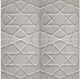 Resim Can Seramik - 20*20 Cm. Beyaz Kabartmalı Selçuklu Yıldızı Çini Karo (5 Li 1 Paket) 