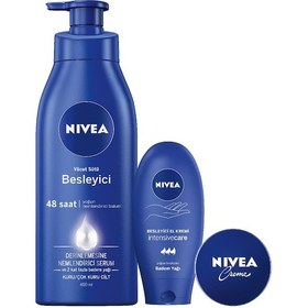 Resim Nivea Besleyici Vücut Sütü 400 ML + Besleyici ve Derinlemesine Bakım El Kremi 75 ML + Krem 30 ML 