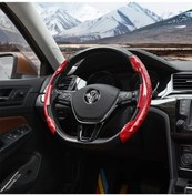 Resim Chuangyinshop Kırmızı 1 Çift Karbon Fiber Desenli Abs Malzeme Çift Katmanlı Kaymaz Tasarım Direksiyon Kılıfı Kırmızı 