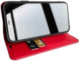 Resim Samsung Galaxy S22 Cüzdanlı Kapaklı Kılıf Kartlıklı Standlı Kopçalı Kırmızı 