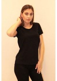 Resim Rich Kadın Bisiklet Yaka T-shirt %100 Pamuk Tişört SIYAH 