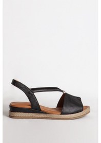 Resim Siyah Dericlub 1276 Gerçek Deri Kadın Sandalet Siyah 
