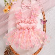 Resim Bebeğin Parti Kıyafeti - Kolsuz Kırmızı Ruffled Tutu, Kelebek Kurdele ve Çiçek Dantel Üstü, Doğum Günleri, Fotoğraf Çekimleri ve Özel Günler için Yumuşak Örgü Romper, Bebeğin Parti Elbisesi, Doğum Günü Kıyafeti, Dekoratif Dantel Üstü, Yumuşak Örgü Kumaş, Dış Mekanlar için 