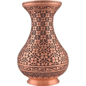 Resim Nusnus El Yapımı Bakır Papatya Motifli Vazo 23X16 
