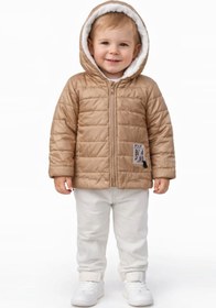 Resim Mika Bebek & Çocuk Dar Kalıp Içi Peluş Kapüşonlu Bej Unisex Bebek Mont 