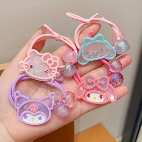 Resim 4pcs of Sanrio Hello Kitty Hair Ties, Featuring Cute Kuromi, for Cinnamoroll, And My Melody Cartoon Elastic Hair Bands - High-Elastic Fashionable Hair Ties, Safe for Women'S Hairstyles - Adorable Character Designs And Feminine Styling Accessories, Perfect Choice for Beautiful Ladies' Holiday Gifts. 