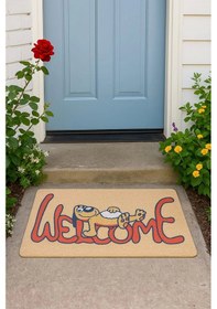 Resim Esnature Sevimli Tembel Köpek Kahverengi Kapı Önü Paspası 45x70 Cm Çok Renkli 