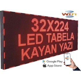 Resim Led Tabela 32x224cm Çift Taraflı Kırmızı Kayan Yazı-wifi 