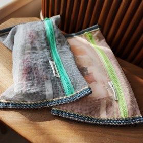 Resim [1 Adet Şeffaf Fileli Seyahat Saklama Çantası] Precatch Minimalist Naylon Çanta Düzenleyici, Seyahat İçin Şeffaf Fileli Saklama Kesesi, Hafif, Katlanabilir, Çok Amaçlı, Baskısız, Elde Yıkanabilir 
