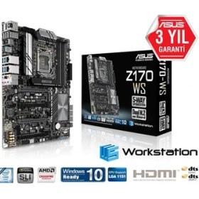 Resim Asus Intel Z170-WS Ddr4 3300(OC) VGA HDMI Glan 1151P 