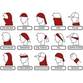 Resim Buffalo Karışık Çok Desenli Tasarımlı Motorcu Buff Maske Outdoor Boyunluk Unisex Bandana 