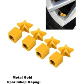 Resim Sibop Kapağı Metal Yıldız Model Gold Renk Profesyonel Yıldız Logo Metal Sibop Kapağı 4 Parça Set 
