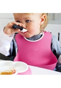 Resim Çocuk Bebek Mama Önlüğü Dökülme Engelleyici Bükülebilir Pembe 