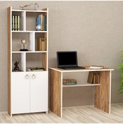 Resim Kalenderdekor1 Kalender Dekor Ellen Mayra 90 Cm Çalışma Masası Takımı A.Ç.B Beyaz - Meşe 