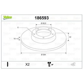 Resim Opel Astra H Arka Fren Diski 2004-2013 Valeo 186593 2adettir 
