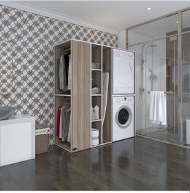 Resim Kenzlife Çamaşır-Kurutma Makinesi Dolabı Ve Giysi Dolabı Kazvini Sol Crd 180 160 60 Banyo Çok Renkli 