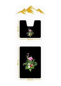 Resim Modern Desenli Dijital Baskı 3 Lü Banyo Paspas Takımı Yıkanabilir Kaymaz Tabanlı Klozet Takımı Klz0009 Renkli 