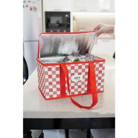 Resim Kare-Mis Termo Lüks Piknik Çantası Kırmızı Ekoseli 35 x 20 x 20 cm 