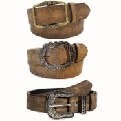 Resim 3 Adet Retro Y2K Bohemian PU Deri Kemer - Dekoratif Detaylı Vintage Bel Kemeri, Kadınlar İçin Çok Amaçlı Plus Beden Kemerler 