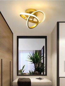 Resim Modern Plafonyer Salon Mutfak Oturma Odası Avize Boomerang Led Avize Eskitme Gold Gün Işığı 4000k Gold 
