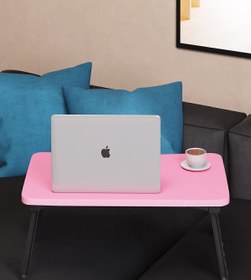Resim interGO Renkli Laptop Sehpası Katlanabilir Yatak Koltuk Üstü Kahvaltı Bilgisayar Sehpası - Pembe 