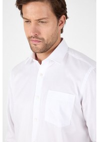 Resim İmza Beyaz Uzun Kol Sert Yaka Cepli Non Iron Comfort Fit Pamuklu Gömlek 1004250268 Beyaz 