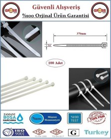 Resim Cırt Kelepçe - Kablo Bağı - 3.6x370mm Beyaz - 100 Adet 