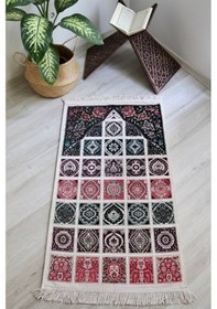 Resim 40 Yama Desenli Astarlı Lüks Seccade S1017 Mürdüm Siyah 