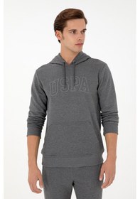 Resim U.S. Polo Assn. Erkek Regular Fit Kapüşonlu Antrasit Melanj Basic Sweatshirt 50295175-VR081 