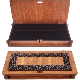 Resim Ahşap Deri Kalem Kutusu Süngerli 
